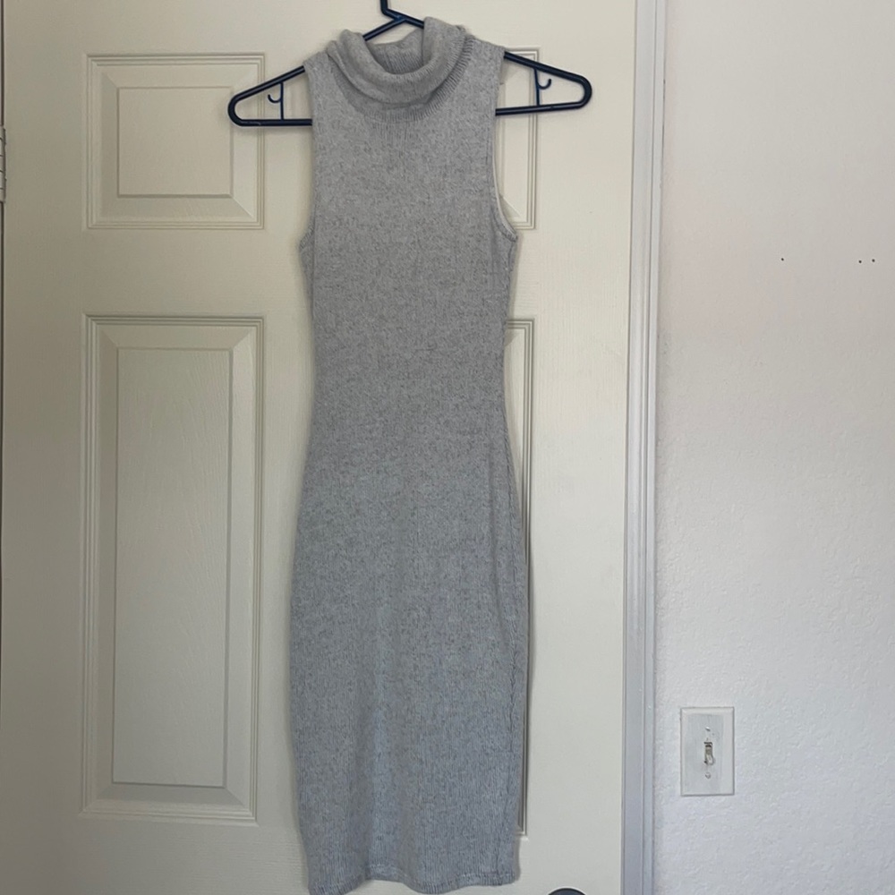 Sleeveless turtleneck sweater dress